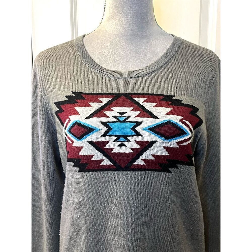 Red River Outfitters Women's Aztec Print Wool Pullover Knit Sweatshirt S Warm - Picture 2 of 9